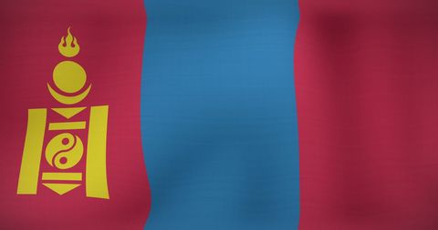 Waving Mongolian Flag with National Emblem