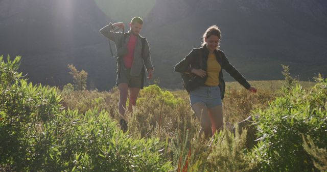 Young Friends Hiking Through Scenic Mountain Landscape - Download Free Stock Images Pikwizard.com