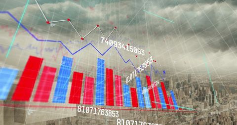 Data Processing and Analysis Over City Skyline - Download Free Stock Images Pikwizard.com
