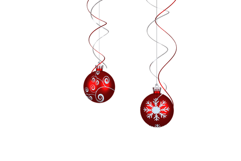 Transparent red christmas baubles hanging festive decor