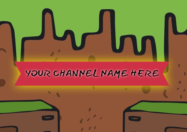 Ideal for YouTube or Twitch gaming channel branding, this banner features a customizable text area against an abstract brown and green background with a playful cartoon design. Suitable for adding a fun, vibrant touch to any gaming-related content channel or digital branding efforts.