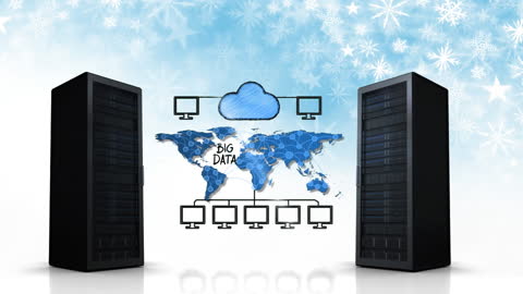 Illustration of Big Data Network with Servers and Cloud Integration