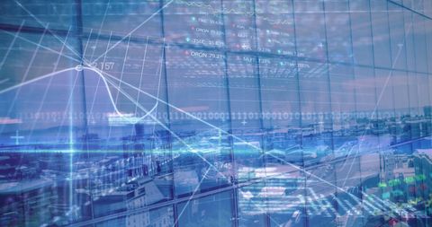 Abstract Digital Economy Cityscape Tech Overlay