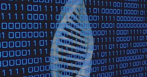dna strand with binary code representing cyber genetics - Download Free Stock Images Pikwizard.com