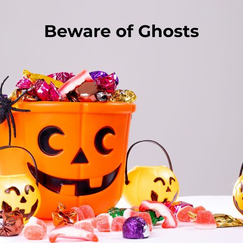 colorful halloween candy overflowing from jack-o'-lantern buckets - Download Free Stock Templates Pikwizard.com