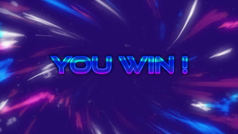 You Win Text with Dynamic Neon Effects on Vivid Background