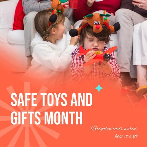 celebrating safe toys and gifts month with happy children - Download Free Stock Templates Pikwizard.com