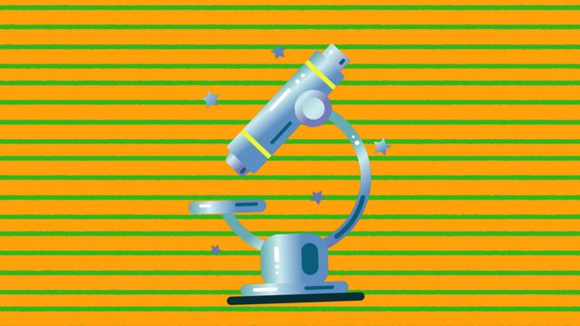 Vibrant illustration features a microscope icon set against green horizontal lines on a bold yellow background, appealing for educational and scientific content. Ideal for use in academic presentations, educational materials, and as a creative design element in science-themed decor or promotional content. Symbolizes exploration and discovery, perfect for conveying technological or school-related themes.