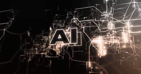 Futuristic ai concept with digital interface graphics