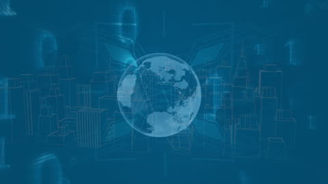 Digital Globe with City and Data Interface