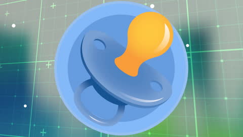 Digital Animation of Baby Pacifier Over Technology Background