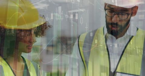 Construction Progress Discussing Amidst Data Analytics Visualization - Download Free Stock Images Pikwizard.com