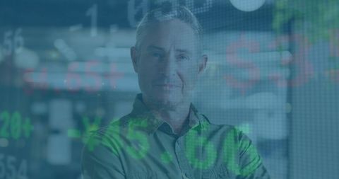 Confident Businessman Analyzing Stock Market Finance Trends