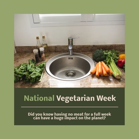 Celebrating national vegetarian week with fresh vegetables in kitchen