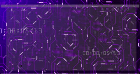 Abstract Purple Circuitry Design with Digital Components