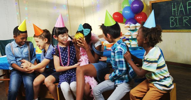 Diverse Group of Kids Celebrating Birthday Party - Download Free Stock Images Pikwizard.com