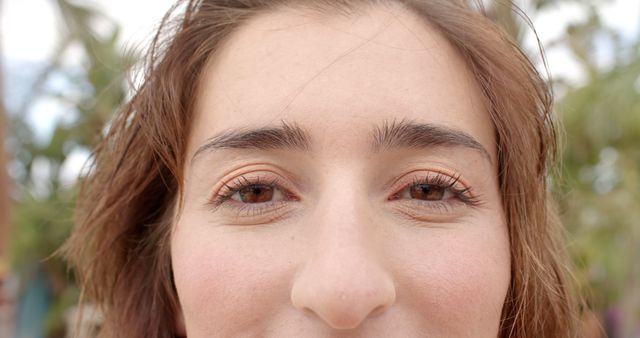 Close-Up of Young Woman's Eyes Outdoors - Download Free Stock Images Pikwizard.com