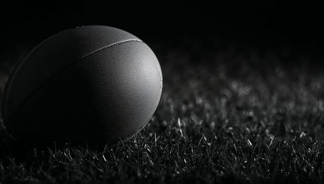 Dramatic American Football on Grass at Night