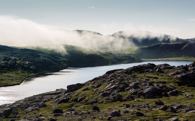 Misty Mountain Lake with Low Clouds at Sunrise - Download Free Stock Photos Pikwizard.com