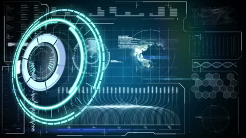 Futuristic Data Interface with Holographic Display Elements