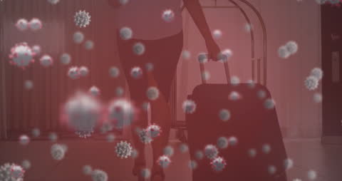 Overlay of COVID-19 Cells and Travel Concept