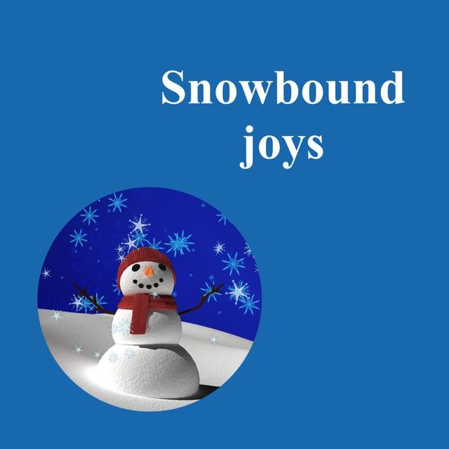 Snowman Delighting in Snowfall Under Starry Night Sky - Download Free Stock Templates Pikwizard.com