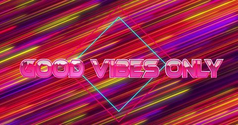 Good Vibes Only Neon Text on Vibrant Light Trails Background - Download Free Stock Images Pikwizard.com