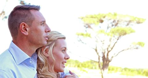 Middle-aged Caucasian Couple Gazing into Distance Contemplatively - Download Free Stock Images Pikwizard.com