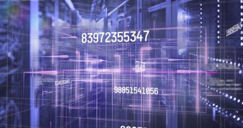 Futuristic Digital Grid Overlay in Data Center