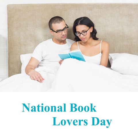 Couple enjoying books on national book lovers day