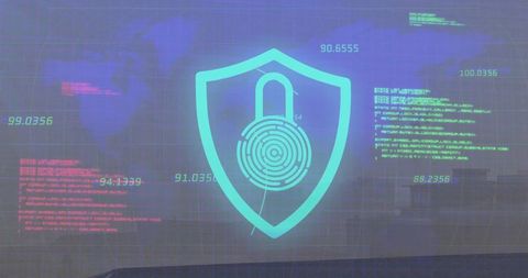 Futuristic digital security interface with numeric data