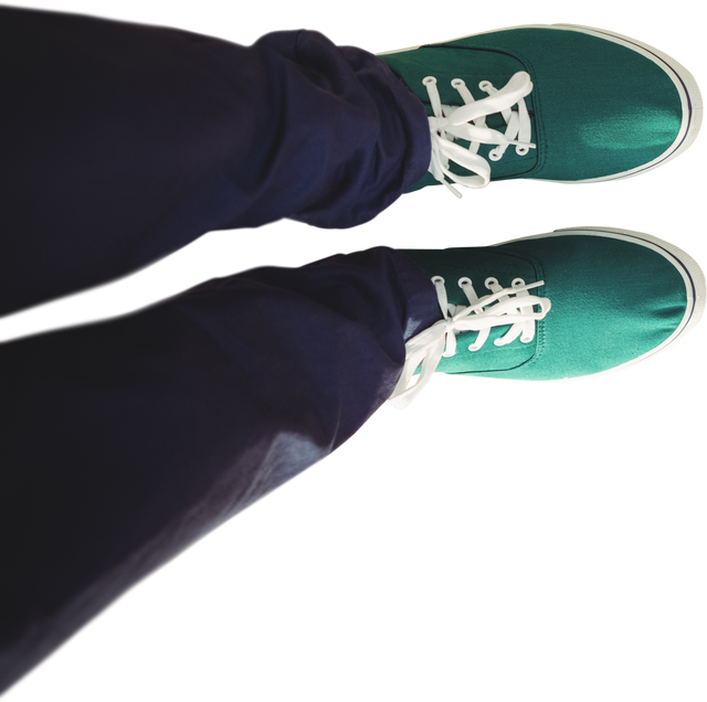 Transparent overlay of legs wearing green canvas shoes with white laces - Download Free Stock Videos Pikwizard.com