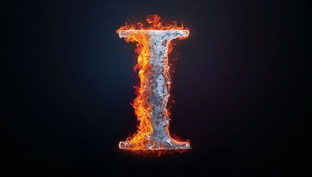 Fusion of Fire and Ice Encapsulates Bold Letter I Design