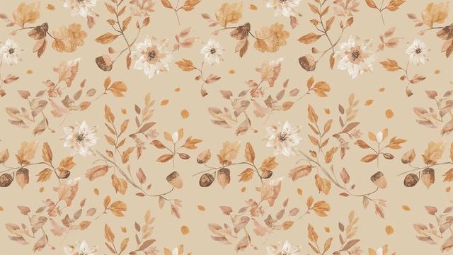 Autumn daisies and acorns watercolor pattern