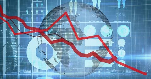 Global Economic Downtrend Concept with Digital Interface - Download Free Stock Images Pikwizard.com