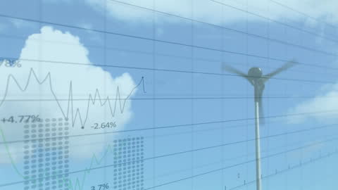 Wind Turbine Blades with Overlaid Financial Analytics