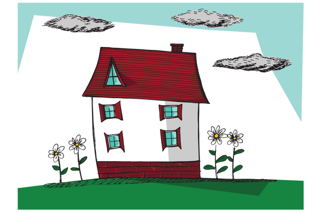 Charming Big House Illustration with Flowers and Clouds on Transparent Background - Download Free Stock Videos Pikwizard.com