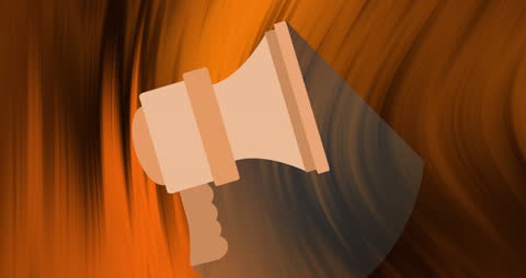 Megaphone Icon with Abstract Light Trails Background