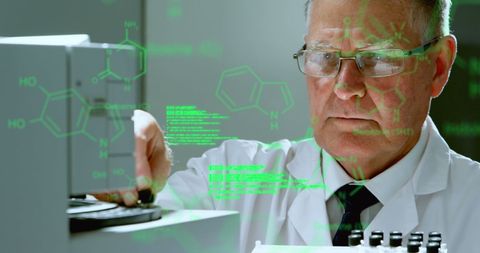 Scientist Using Centrifuge with Virtual Data and Chemical Structures - Download Free Stock Images Pikwizard.com
