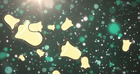 Falling christmas bells on festive light background