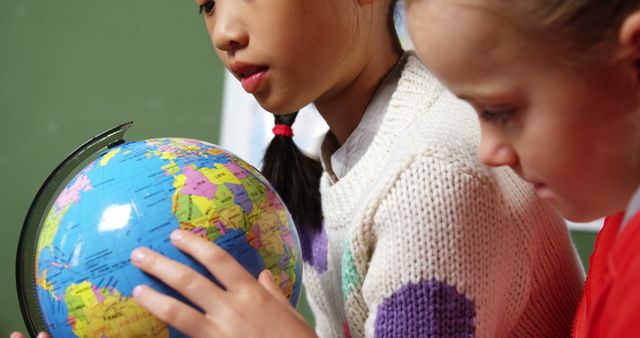 Diverse Children Learning Geography with Globe - Download Free Stock Images Pikwizard.com