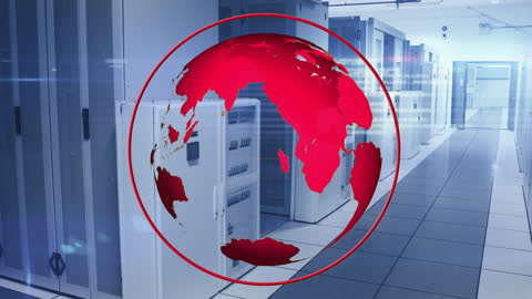 Global Networking in High-Tech Server Room Concept