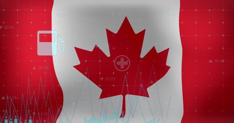 Digital Data Processing Over Canadian Flag - Download Free Stock Images Pikwizard.com