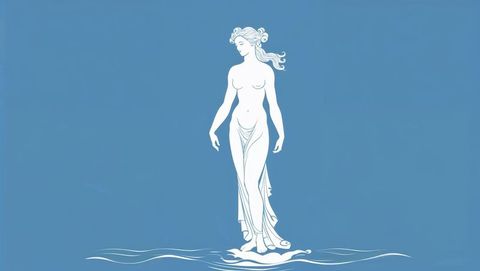 Mythological venus figure balancing gracefully on shell with ageless elegance