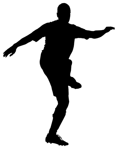 Silhouette of Soccer Player Dribbling on Transparent Background