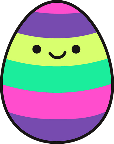 Colorful striped smiling egg on transparent background flat design