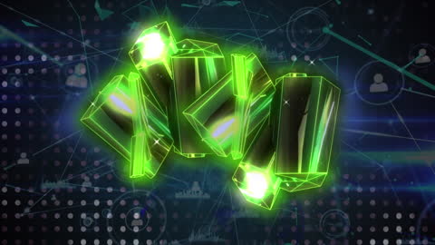 Glowing Crystal with Network Connections Representing Data Processing