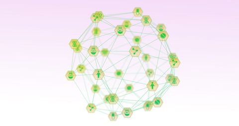 Abstract Digital Networking with Icon Framework on Soft Gradient - Download Free Stock Images Pikwizard.com