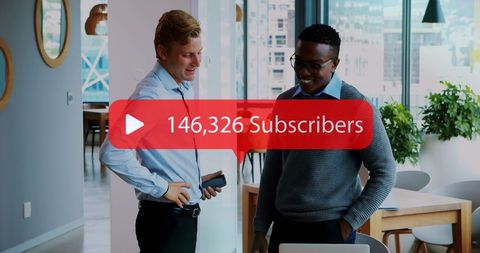Diverse Colleagues Celebrating Subscriber Milestone