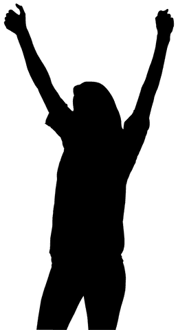 Silhouette of Excited Sportswoman with Hands Raised Joyfully on Transparent Background - Download Free Stock Videos Pikwizard.com